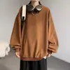 Sudadera de Cuello Redondo para Hombre, Nueva Tendencia Primavera y Otoño 2023 Estilo Japonés Color Sólido Versátil, Casual, Relajada, Holgada y Cómoda