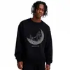 Sudadera de Algodón Pesado para Parejas, Corte Holgado, Cuello Redondo, Sin Capucha, Pulóver, Versátil, Cálida, Prenda Superior Estampada para Otoño e Invierno