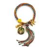 Cuerda de Mano Tibetana Thangka Cuerda de Algodón Enrollada a Mano Pulsera Trenzada Ojo del Dios de la Riqueza de Cinco Vías Zakiram Tara Verde Perla Thangka