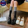 Zapatos Mary Jane franceses de punta redonda que aumentan la altura para mujer, primavera y otoño 2026, nuevos zapatos de cuero de suela gruesa estilo británico vintage negros