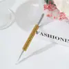 Caneta Furadeira de Aço Inoxidável com Cravação de Diamantes, Palito de Madeira Laranja, Ponta de Aço Chanfrada, Ferramenta Removedora de Esmalte, Garfo para Cutícula, Empurrador de Cutícula, Caneta de Cola