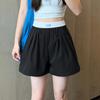 Shorts de Trabalho Secagem Rápida Três Pontos para Mulheres Verão Fino Pequeno Elástico Cintura Alta Seda Gelada Casual Wide-Leg Shorts Esportivos