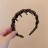 Outono e Inverno Estampa de Leopardo Retrô ~ Tiara de Coroa Alta com Pente Dentado Tiara Antiderrapante Simples Couro Veludo de Alta Qualidade Acessório de Cabelo Durável