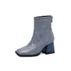 2022 nuevas botas de montar cuadradas de cuadros azules y serpiente 40-48 yardas botas de comercio exterior