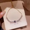 Galáxia Névoa Roxa~Pulseira com Pingente de Flor de Zircônia Gota d'Água Estilo Minimalista Coreano Ins Pulseira Joia de Luxo Leve de Alta Qualidade