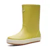 Botas de lluvia para hombre y mujer, antideslizantes, impermeables, elegantes, de media pantorrilla, de terciopelo, cálidas, de goma, botas de agua para trabajo en cocina, zapatos de agua de caña alta para hombre