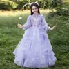 Vestido para Niña Gama Alta Lujo Ligero Nicho Manga Larga Morado Fantasía Vestido de Dama de Boda Hermoso Vestido de Espectáculo