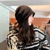 Chapéu Feminino Outono e Inverno Chapéu Frio Mostra Rosto Cabeça Pequena Grande Wai Rosto Liso Chapéu de Pompom Chapéu Lua 2023 Novo Estilo Chapéu Baotou