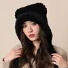 Gorro de Punto de Color Sólido Holgado para Mujer en Invierno, Moderno y a la Moda, Hace que la Cara Parezca Más Pequeña, Cálido y Protector de Orejas, Sombrero de Lana