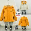 Jaqueta de Primavera Infantil para Meninos 2025 Nova Estilo Ocidental Infantil Médio-velho Fleece Primavera e Outono Jaqueta Dupla face forrada com fleece