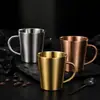 Taza de Acero Inoxidable 304 Transfronteriza Oficina Anticaídas Doble Pared Aislada con Asa Taza Doméstica para Leche