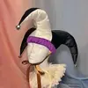 Gorro elástico de payaso estilo europeo y americano, sombrero puntiagudo con pompón, disfraz de payaso para bailes de máscaras, disfraz de Halloween, al por mayor