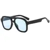 Gafas de Sol de Moda Estilo Coreano con Doble Puente, Estilo Retro Europeo y Americano, Gafas para Adelgazar la Cara, Estilo Celebridad de Internet, Montura Cuadrada, Gafas de Sol Lisas para Proteger la Cara