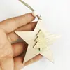 Estrella de Navidad Copo de Nieve Colgante de Madera Decoración de Árbol de Navidad Artesanías de Madera Estrella de Cinco Puntas Viruta de Madera Colgante Pequeño Creativo