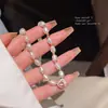 Colar Coração de Zircônia Rosa Doce para Mulheres, Nova Corrente Versátil de Pérolas com Contas para Clavícula, Acessório de Luxo Leve de Nicho Venda por Atacado