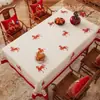 Mantel atmósfera de Año Nuevo, impermeable, a prueba de aceite, sin lavado, modelo Año Nuevo 2026, tapete para mesa de comedor, mantel de mesa de café de lujo ligero de alta gama