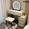 Nuevo Modelo de Tocador para Apartamento Pequeño, Tocador Moderno Minimalista Estilo Crema para Dormitorio Principal, Tocador de Maquillaje de Pizarra Integrado de Lujo Ligero