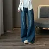Jeans anchos estilo americano Zedaijiai con detalles de orejas de gato, adelgazantes y que alargan las piernas, pantalones vaqueros de principios de otoño