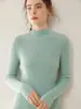 Otoño Invierno Nuevo Suéter de Cachemira para Mujer Ajustado Cálido de Cuello Semi Alto Tejido de Punto Manga Larga Top Suéter Capa Interior Capa Base