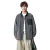 2026 Nueva Marca de Moda Estilo Americano Camisa de Mezclilla Lavada, Chaqueta Cárdigan Resistente Estilo Vintage para Hombre Ropa de Trabajo Manga Larga Chico Duro