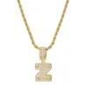 Colar Pingente Letra Inlaid de Zircônia em Cobre Banhado a Ouro 18K Corrente de Aço Inoxidável Colar com 26 Letras do Alfabeto Inglês