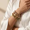 Joias Transfronteiriças Europeias e Americanas, Pulseira Elástica de Resina com Contas Estilo Ins Retrô, Acessório de Mão Simples com Contas CCB Irregulares Fosqueadas