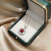 Collar de Hemoglobina de Paloma con Dobladillo Europeo y Americano, Cadena para Clavícula, Colgante de Corindón Rojo Granate, Huevo de Paloma Grande Exagerado