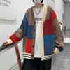 Outono e Inverno Novo Suéter Masculino Estilo Japonês Cor Contrastante Estilo Hong Kong High Street Gola Redonda Gola Alta Casual Suéter Suéter