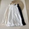 Vestido regata fino mais recente de 2025, feminino, soltinho, versátil, com detalhes em renda estilo Mori, gola redonda, vestido de puxe