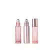 Botella roll-on de aceite esencial de 10 ml, color oro rosa, botella de vidrio vacía para muestras de perfume y cosméticos