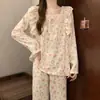 Nuevo Conjunto de Algodón Nube con Cuello Cuadrado de Encaje para Primavera/Otoño, Doble Manga Larga para Niñas con Lazo, Se Puede Usar Afuera, Cómodo para Estar en Casa