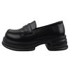 Sapatos de Couro de Bico Redondo e Sola Grossa para Mulheres 2025 Novo Estilo Faculdade Britânica Mocassins Versáteis Slip-On Sapatos de Plataforma