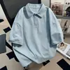 Camisa polo preta de manga curta com gola americana, algodão puro, marca tendência masculina de verão, camiseta estilosa e cool de alta qualidade com design de ombro reto