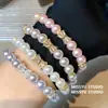Contas de Pérola Rosa~Pulseira de Pérolas com Zircônia Fragrante Pequena Estilo Francês, Pulseira de Design Nicho, Joia de Luxo Leve para Mulheres