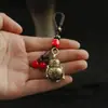 Llavero de Calabaza de Cobre Retro de Latón Cuerda de Seis Caracteres Tejida a Mano Colgante Colgante para Llave de Coche