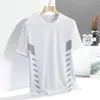 Camiseta de Manga Corta para Hombre, Marca de Moda, Corte Holgado de Verano, Manga de Tres Cuartos, Nuevo Modelo 2025, Estilo de Celebridad de Internet, Top Sencillo con Estampado