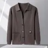 Suéter cárdigan de punto al por mayor transfronterizo para hombre, nueva moda casual de otoño e invierno, chaqueta larga de manga larga con solapa, una pieza, envío directo
