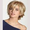 Peluca para Mujer Europea y Americana Nueva Peluca Corta Esponjosa Marrón Dorado Degradado Flequillo Lateral Cabello Corto Liso Entrega en Stock