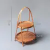 Cesta Retro de Bambú, Cesta Portátil, Plato para Snacks, Cesta de Almacenamiento de Snacks de Escritorio Tejida a Mano, Cesta de Picnic, Productos de Bambú