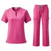 Trajes de quirófano más vendidos transfronterizos, ropa de trabajo de laboratorio para salones de belleza para mujeres, uniformes de enfermería de pantalones de manga corta, trajes de quirófano