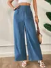 Pantalones Holgados de Pierna Ancha de Cintura Alta para Mujer, Color Sólido Casual, Pantalones Largos Versátiles de Moda, Venta al por Mayor Primavera 2025 Temu Transfronterizos Europeos y Americanos