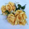 Flor Artificial Rosa Brillante Fénix de 7 Cabezas Planta Verde Artificial en Maceta Flor Decorativa para Salón de Bodas Decoración de Mesa para Interiores
