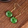Brincos de gancho de orelha naturais Hotan Jasper Ruyi Original DIY Feminino Simples e elegante