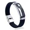 Nova Pulseira Elegante Preta de Estilo Simples para Homens, Dominadora Pulseira de Pulso de Aço Titânio Silicone, Acessórios de Venda Quente Transfronteiriça