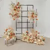 Placa de fundo vermelho para casamento palco floral fileira de flores de palco placa KT floral flor amarrada fileira de flores de banquete de casamento flor artificial