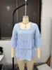 2026 Transfronteiriço Amazon Europeu e Americano Verão/Outono Cor Sólida Casual Gola Quadrada Algodão Linho Renda Acabamento Costurado Manga Três Quartos Top