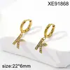 Pendiente de Letra Completa de Diamante PVD Dorado Acero de Titanio Pendientes Nicho Europeo y Americano Lujo Ligero Circonita Incrustada Ear Cuff Mujer Transfronterizo