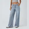 En Stock Envío Rápido Aliexpress Amazon Transfronterizo Nuevos Jeans para Mujer Asimétricos de Tiro Bajo Botón Cremallera Al por Mayor
