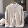 Nuevo suéter de lana de visón para hombre de otoño e invierno, cuello redondo, cárdigan de punto grueso, chaqueta suéter de talla grande, top para hombre al por mayor