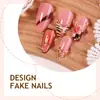Unhas Usáveis Estampadas de Leopardo Mais Vendidas Transfronteiriças com Flores 3D, Pontos Dourados e Strass, Unhas Usáveis Feitas à Mão, Unhas Postiças de Alta Qualidade para Atacado